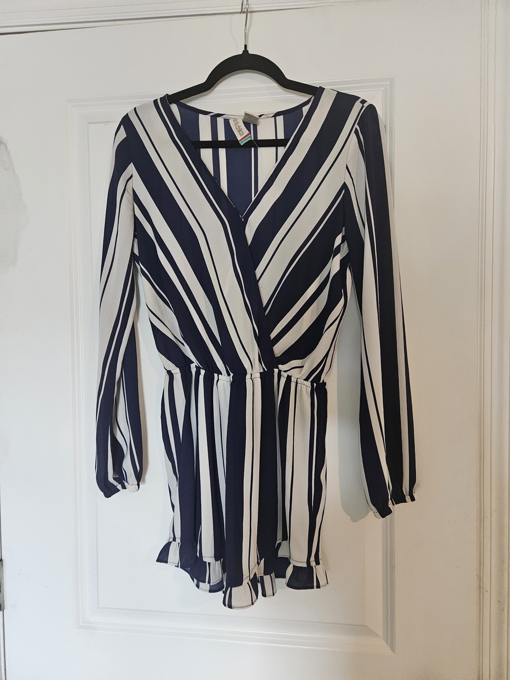 Striped Navy and White Women's Romper